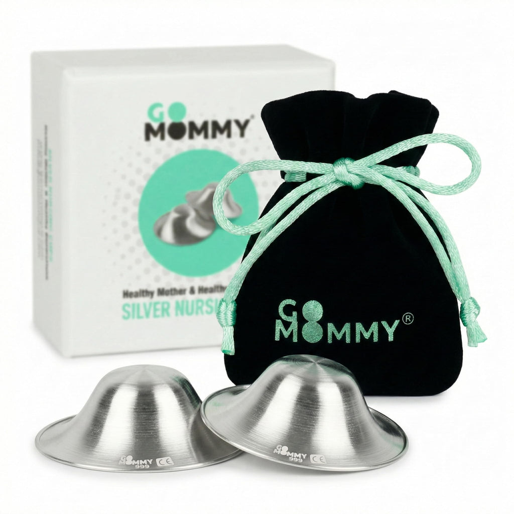 Go Mommy 999 Pure Solid Silver Nursing Cups — Nipple Covers & Shields for Breastfeeding, Sore Nipple Relief, Reusable Nickel-Free Breastfeeding Essentials, Regular Size