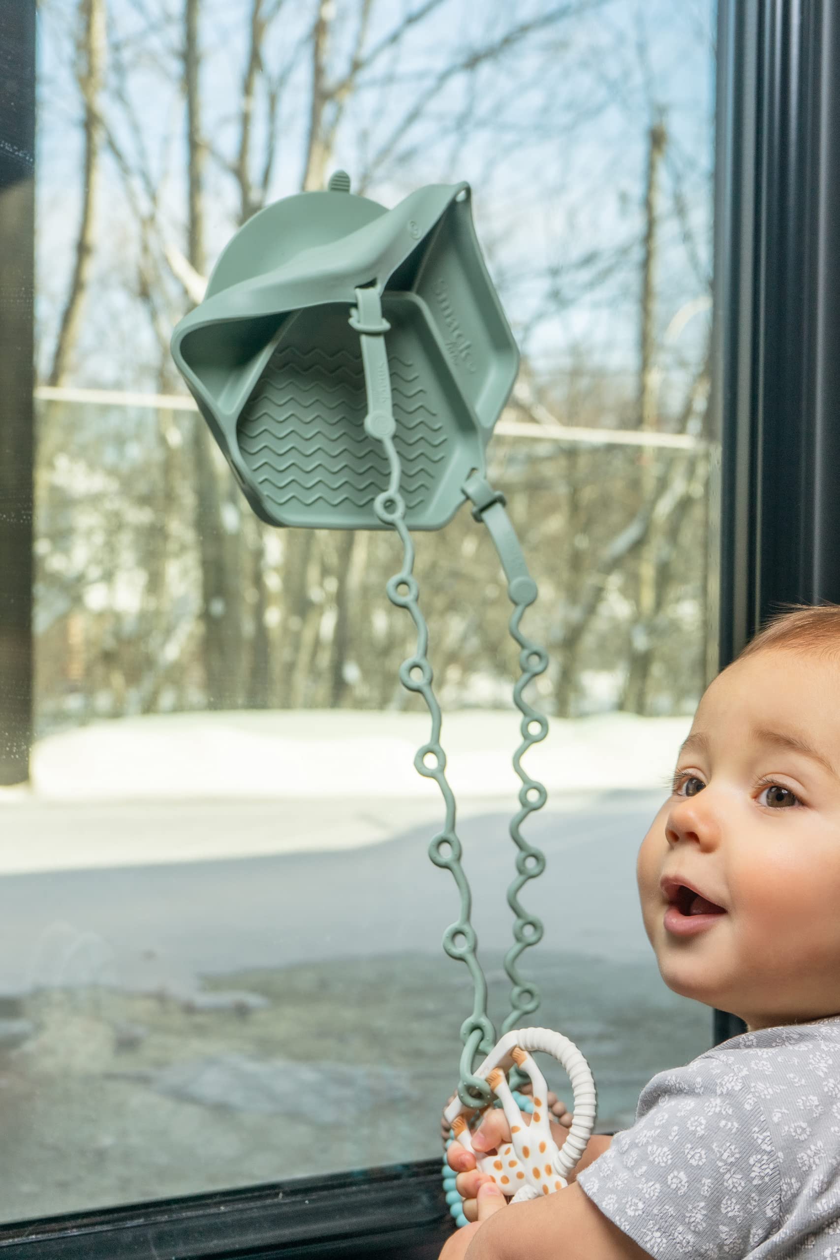 Smack Fun - The Original All-in-one Suction Plates + Safety Toy Straps - Silicone Suction Plates for Toddlers + Baby - First Foods + Self-Feeding. Comes with 2 Straps (Blush)