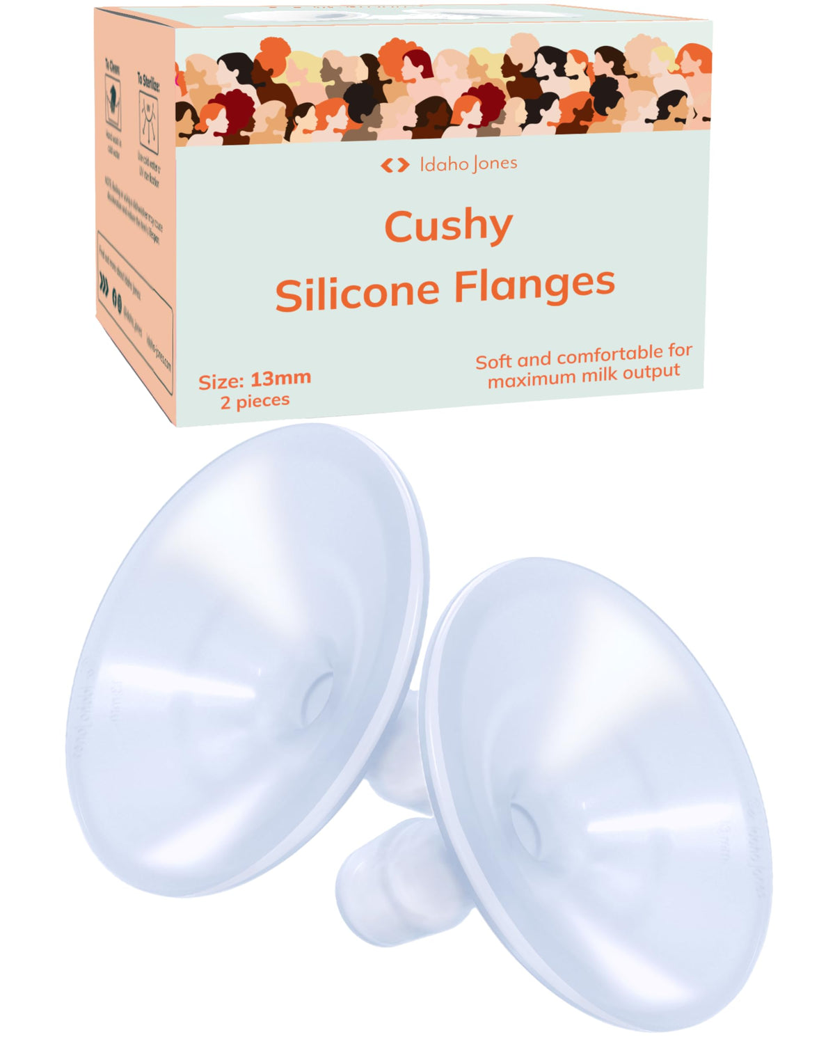 Cushy Silicone Breast Pump Flanges, Breast Shields - 30mm (2 Pack) - Replacement Pump Parts - IBCLC Recommended - Ideal for Elastic Nipples - Fits Medela, Lansinoh - Spectra, Motif Needs Adapter