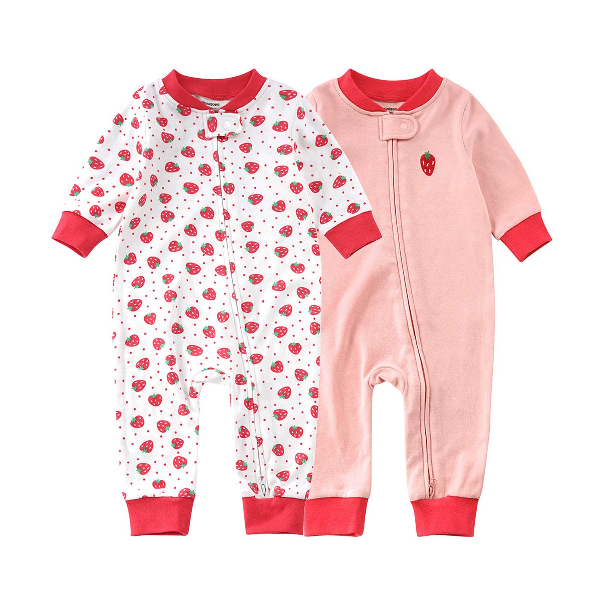 Teach Leanbh Baby 2-Pack Footless Pajamas Cotton Long Sleeve Printing 2 Way Zipper Romper Jumpsuit Sleep and Play 3-24 Months (3-6 Months, Planet)