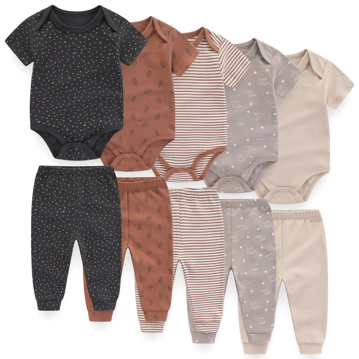 JELYLOVE 10 Pack Baby Boy Girl Bodysuits And Pants Sets New Born Outfits