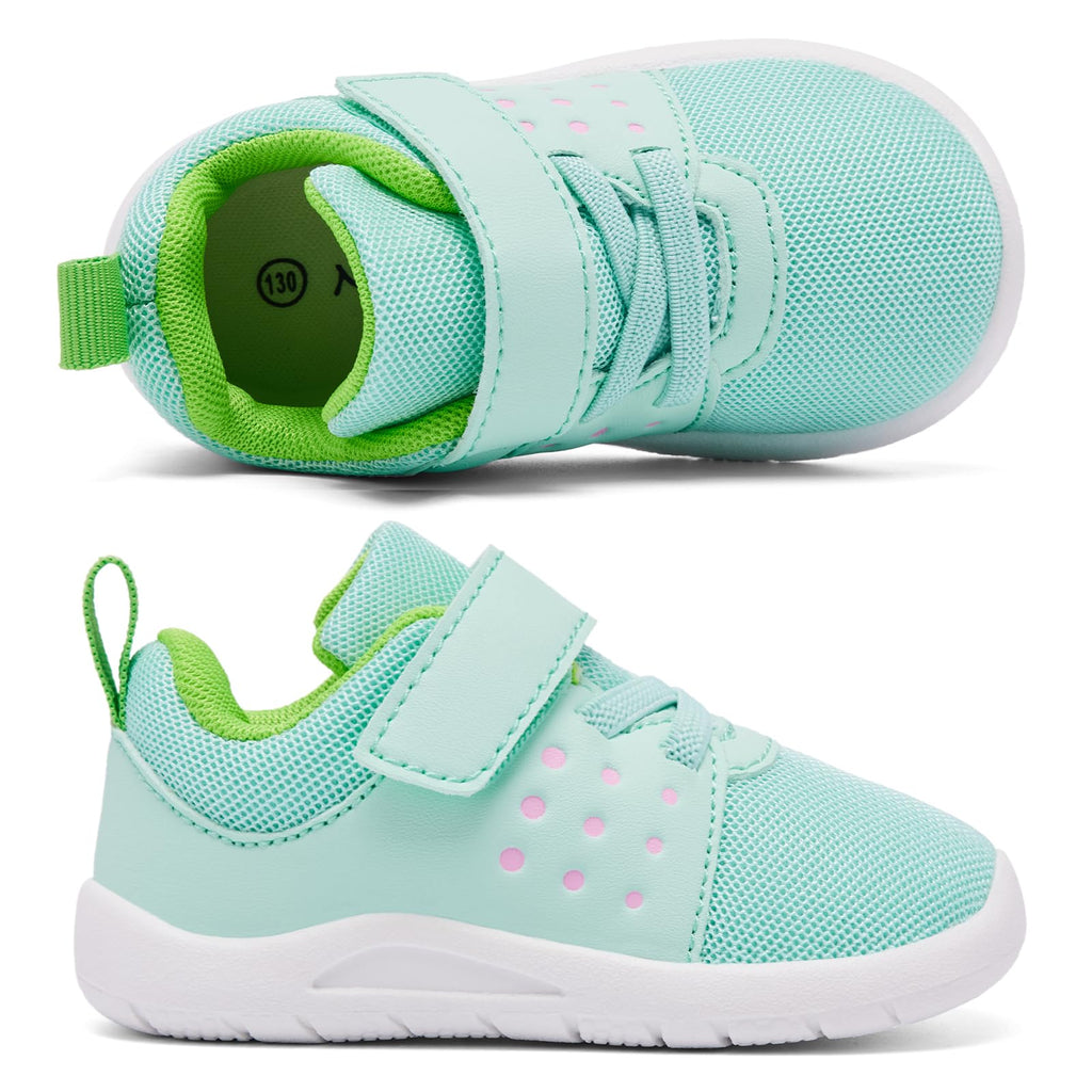 MORENDL Toddler Baby Shoes 0-4 Years Boy Girl Lightweight Breathable Non-Slip Sports Sneakers Running Walking Tennis Barefoot Shoes Mint 9-12Months