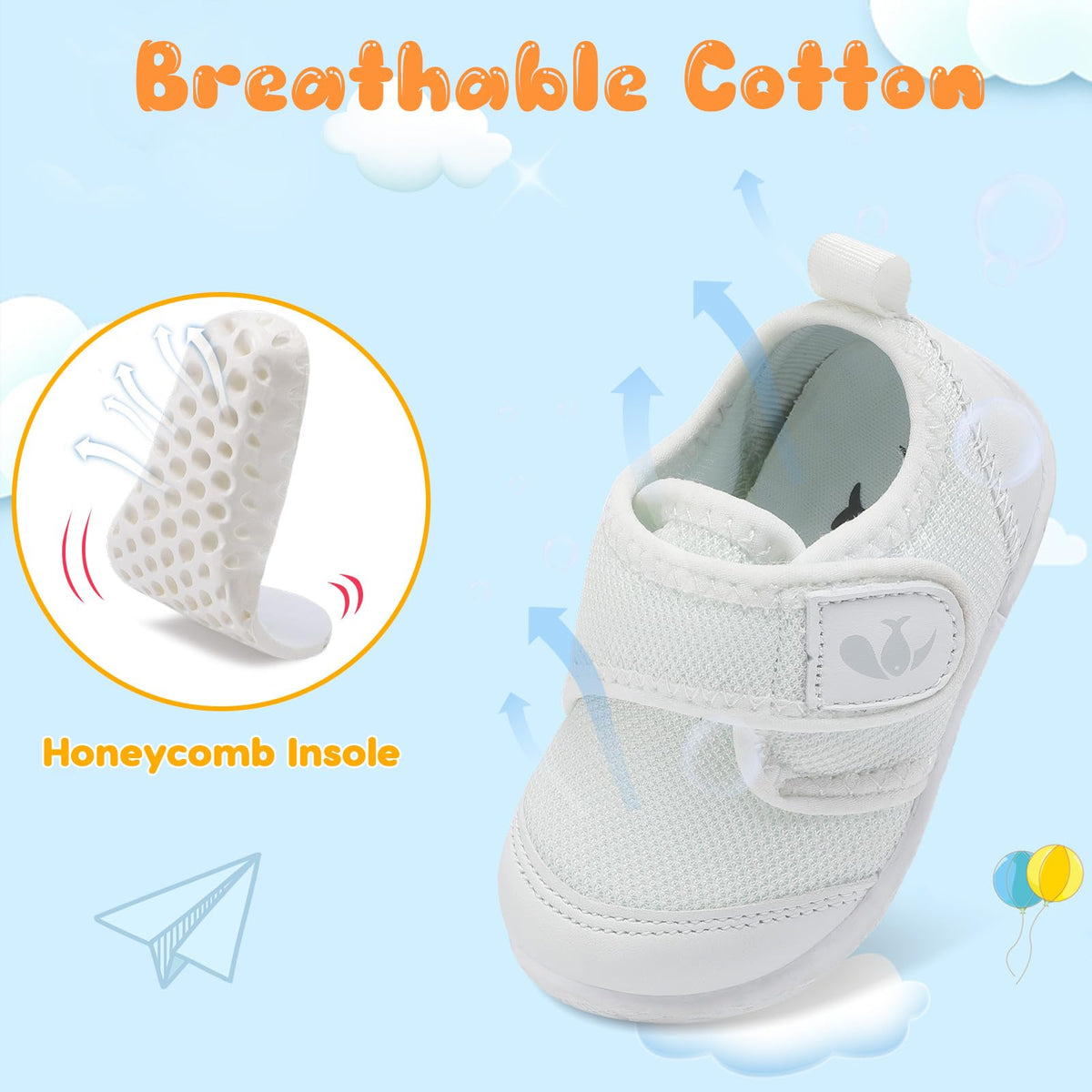 FEETCITY Baby Boy Girl Non-Skid Indoor Infant Walking Shoes Breathable Warm Elastic Sock Shoes with Memory Sole Protect Toes Outdoor Sneakers Flowers