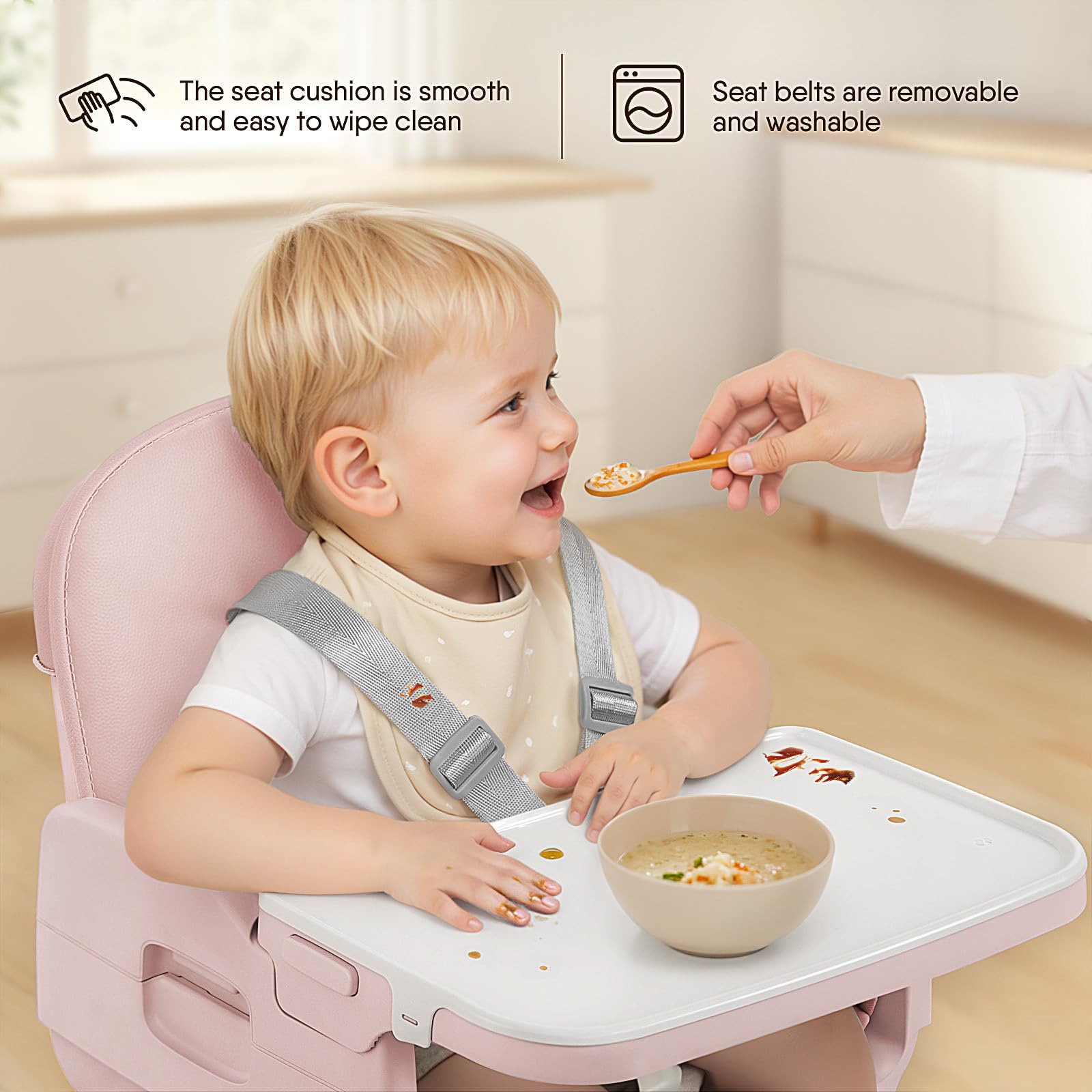 Obee Odee 3-in-1 Portable Baby High Chair for Babies and Toddlers (Pink)