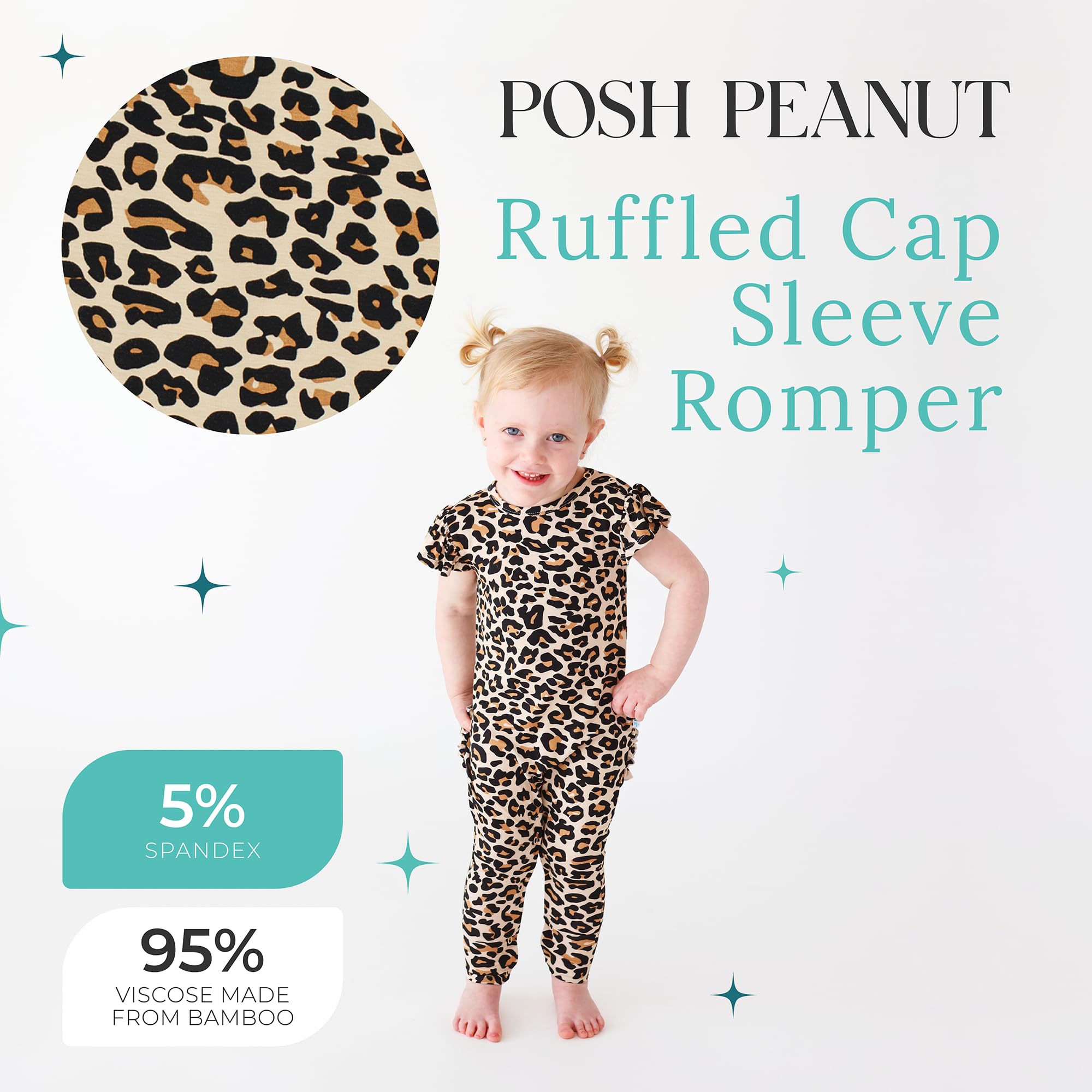 Posh Peanut Baby Girl Romper - Ruffled Capsleeve Henley Romper