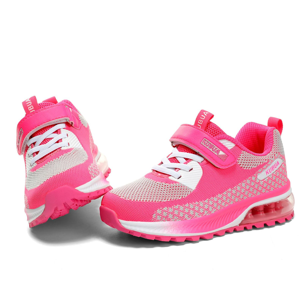KUBUA Kids Sneakers Lightweight Boys Girls Tennis Shoes Pink Grey