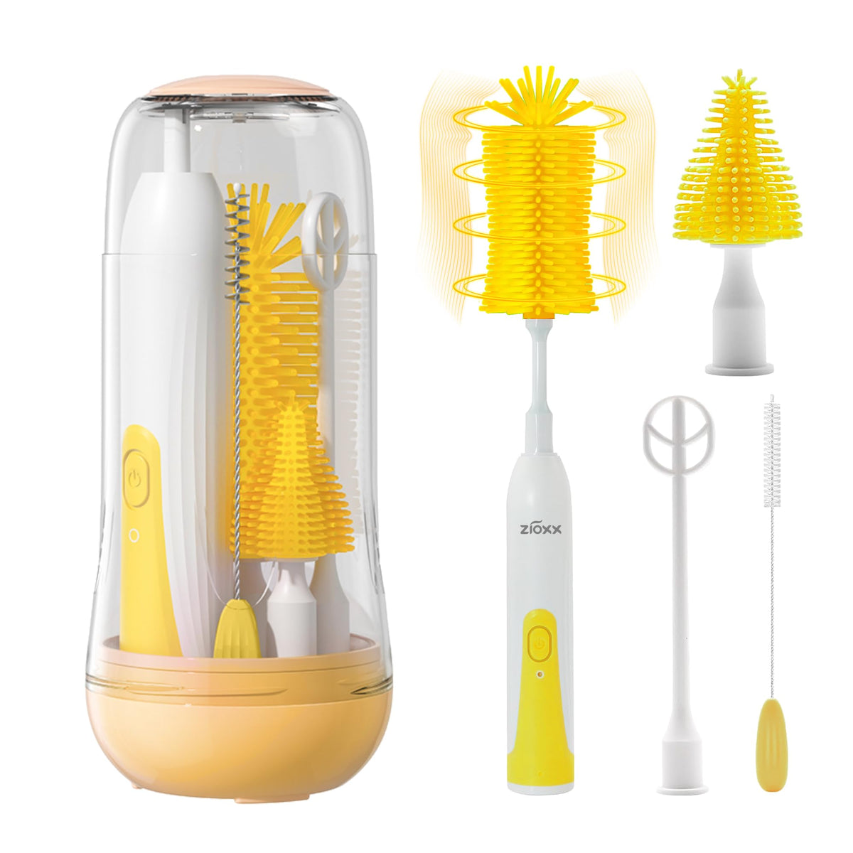 Electric Bottle Brush Cleaner, Portable Electric Baby Bottle Brush Cleaner for Travel, Rechargable Travel Bottle Cleaner Kit with Nipple & Straw Brush, Perfect Mom Essentials After Birth Gift, Pink