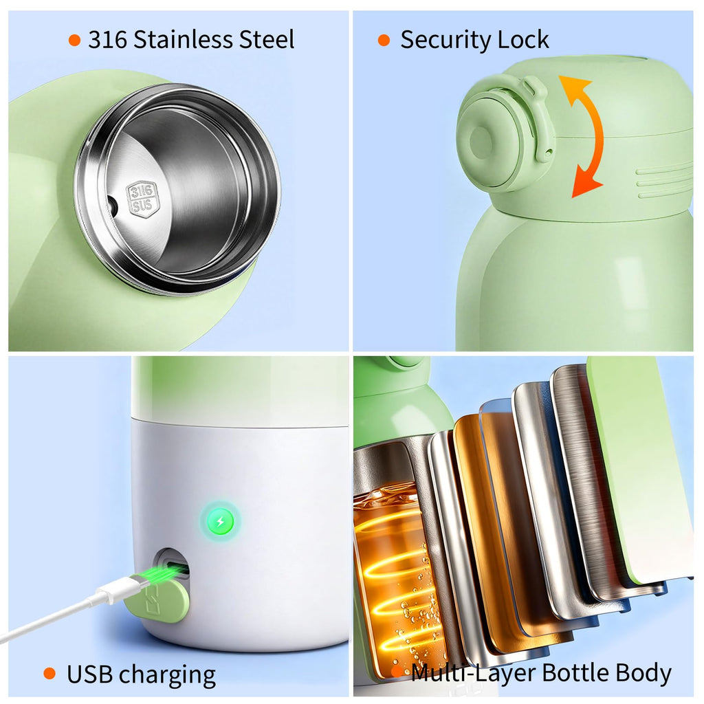 Portable Bottle Warmer for Travel,12oz Cordless Milk Warmer for Baby