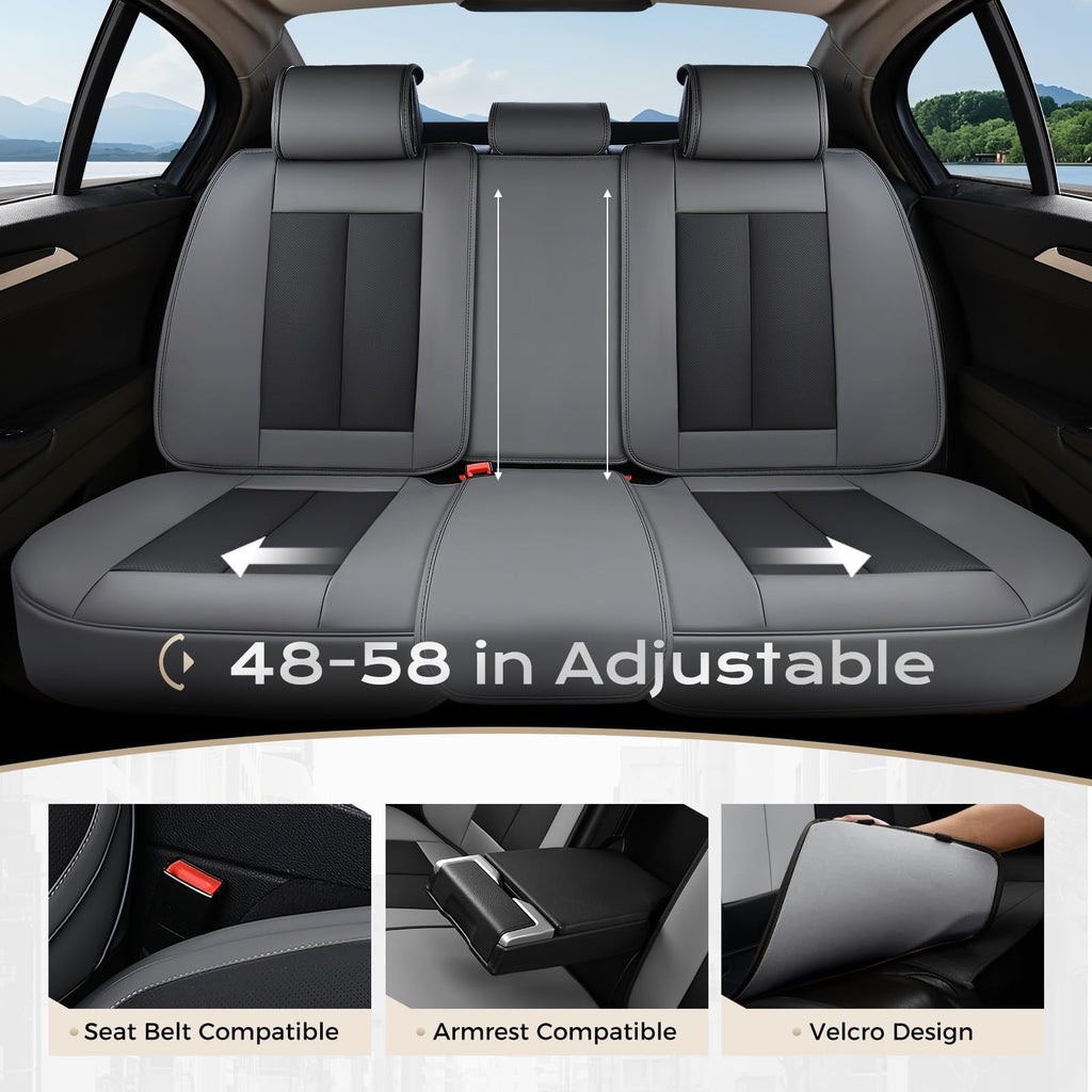 Coverado Car Seat Covers Full Set, Car Seat Protector Waterproof, Nappa Leather Car Seat Cushion, Seat Covers for Cars, Front Seats and Back Universal Fit for Most Cars
