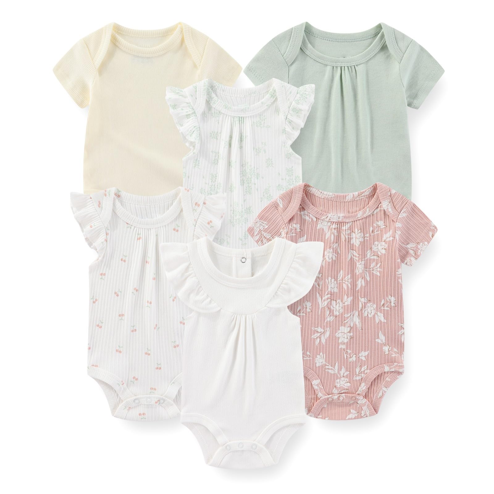 JELYLOVE 6 Pack Short Sleeve Baby Boy Girl Bodysuits New born Clothing