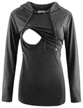 GINKANA Women's Maternity Nursing Shirts Top Long Sleeves Breastfeeding Maternity Tops Casual Clothes,Dark Grey,Small