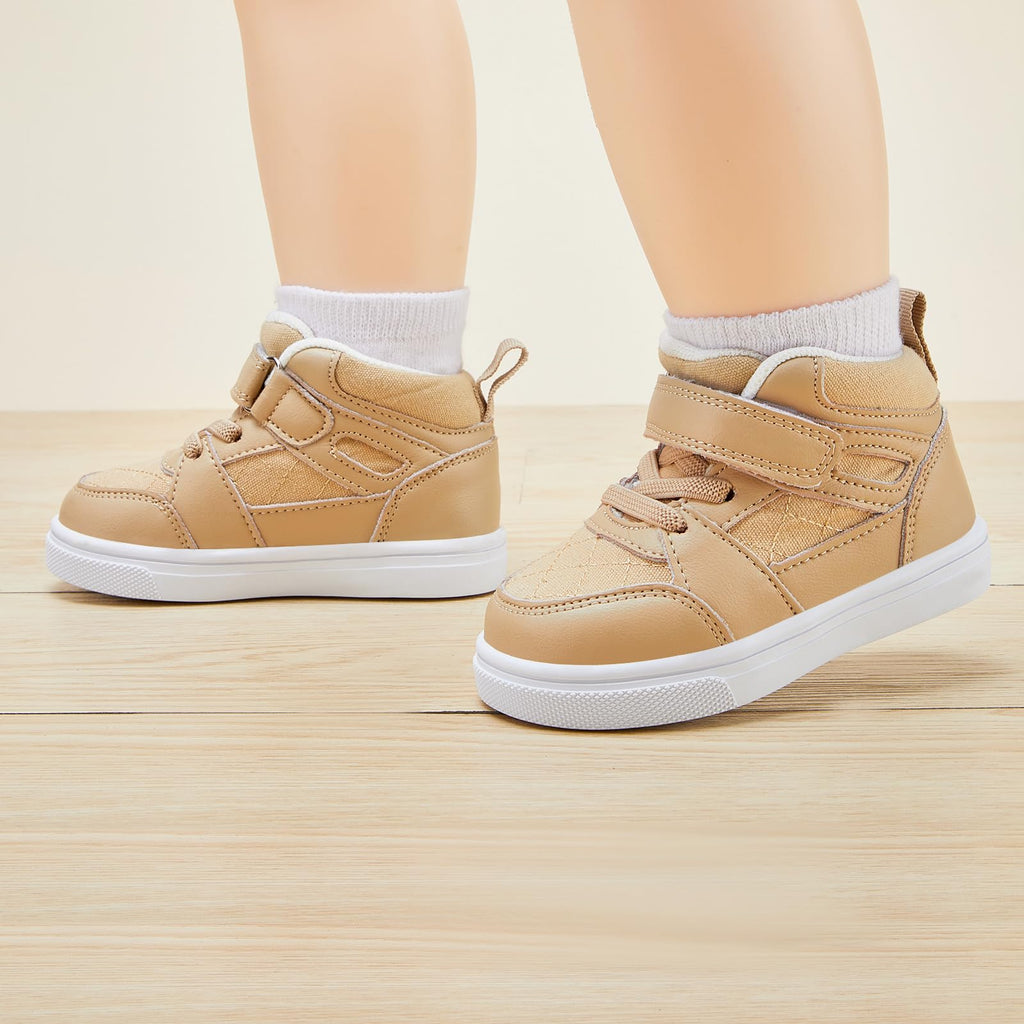 BMCiTYBM Baby High Top Sneakers Infant Walking Shoes Unisex Khaki Size 5