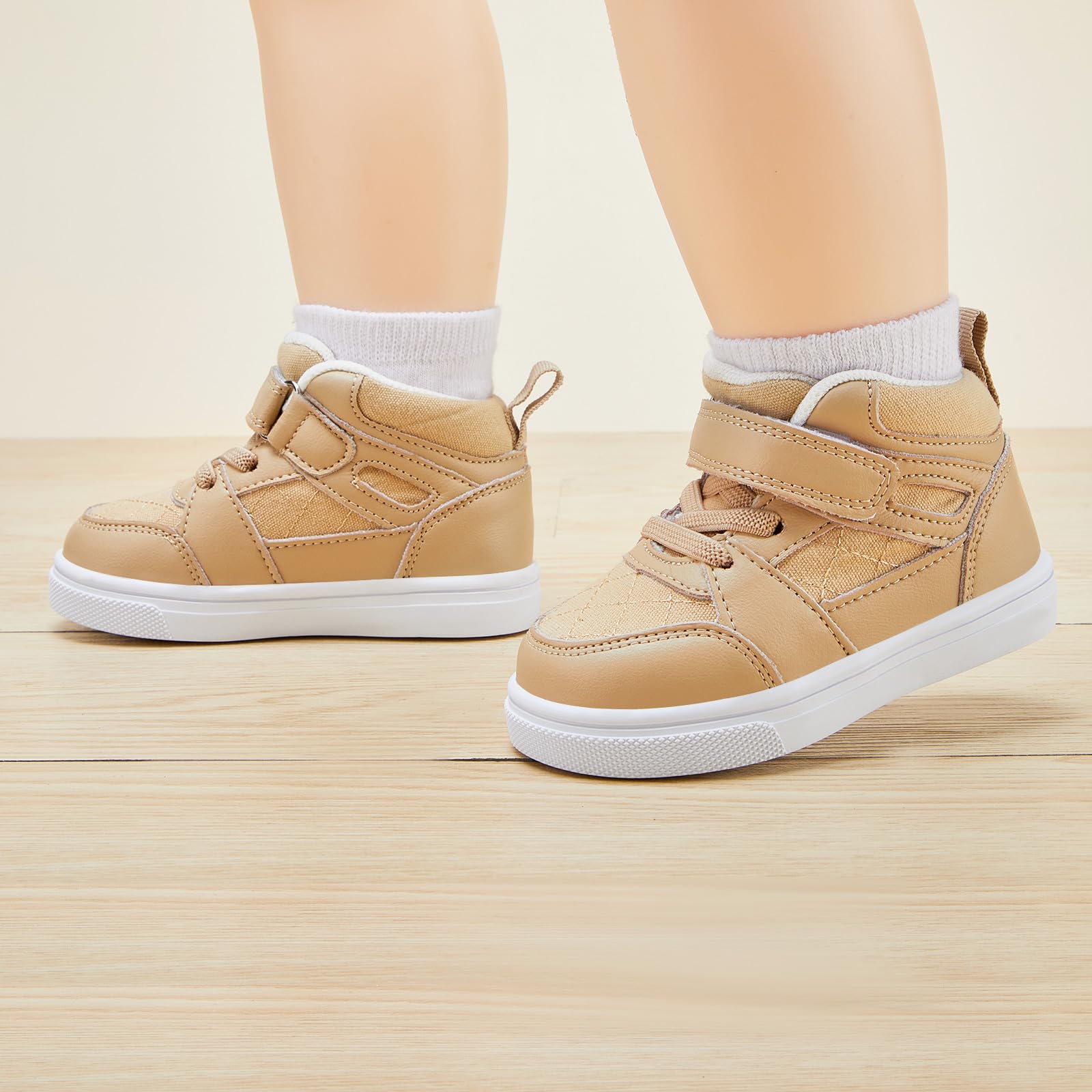 BMCiTYBM Baby High Top Sneakers Infant Walking Shoes Unisex Khaki Size 5