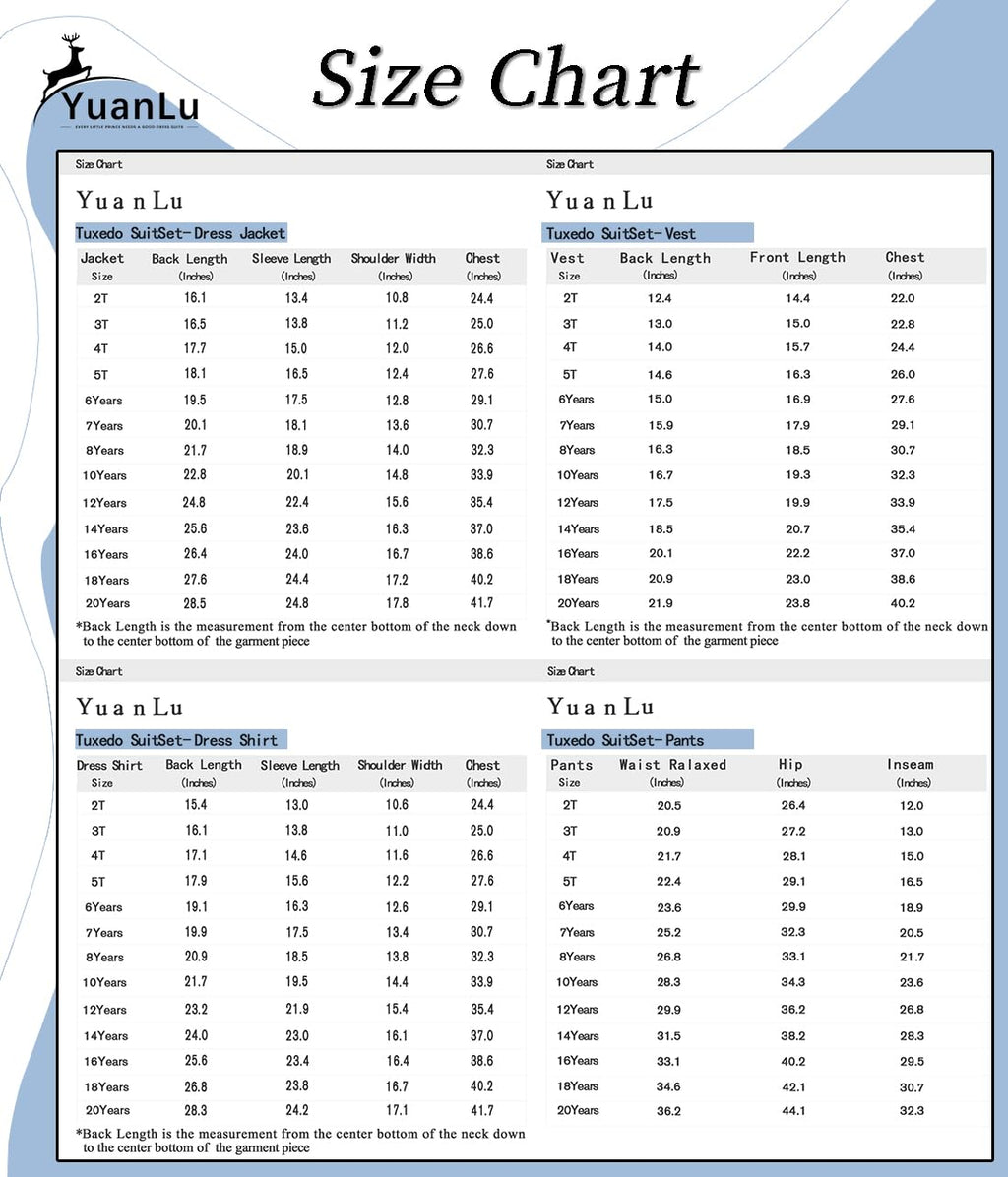 YuanLu Toddler Tuxedo 3T Royal Blue Suits for Boys Slim Fit Formal Oufit