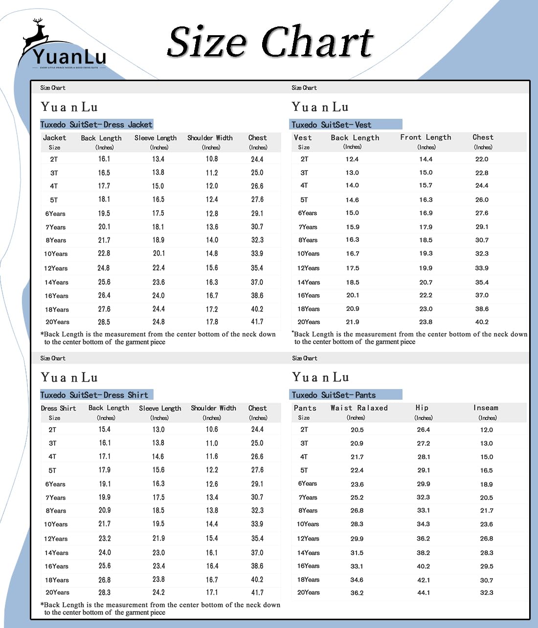 YuanLu Toddler Tuxedo 3T Royal Blue Suits for Boys Slim Fit Formal Oufit