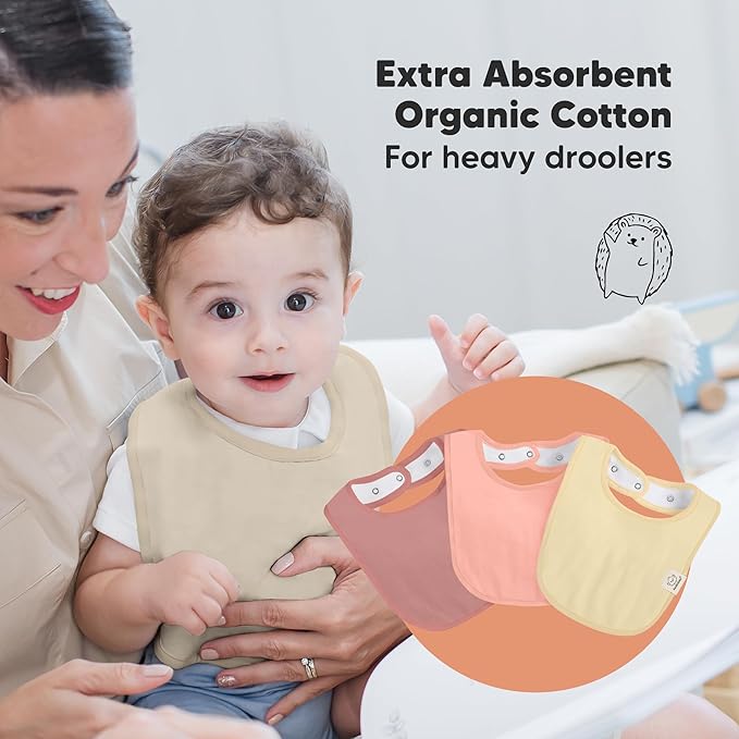 8-Pack Organic Baby Bibs for Boys, Girls - Soft Cotton Drooling and Teething Bibs for Baby Girl & Boy, Extra Absorbent, Easy to Clean & Put On for Toddler, Newborn, Infant 0-24 Months (Boho)