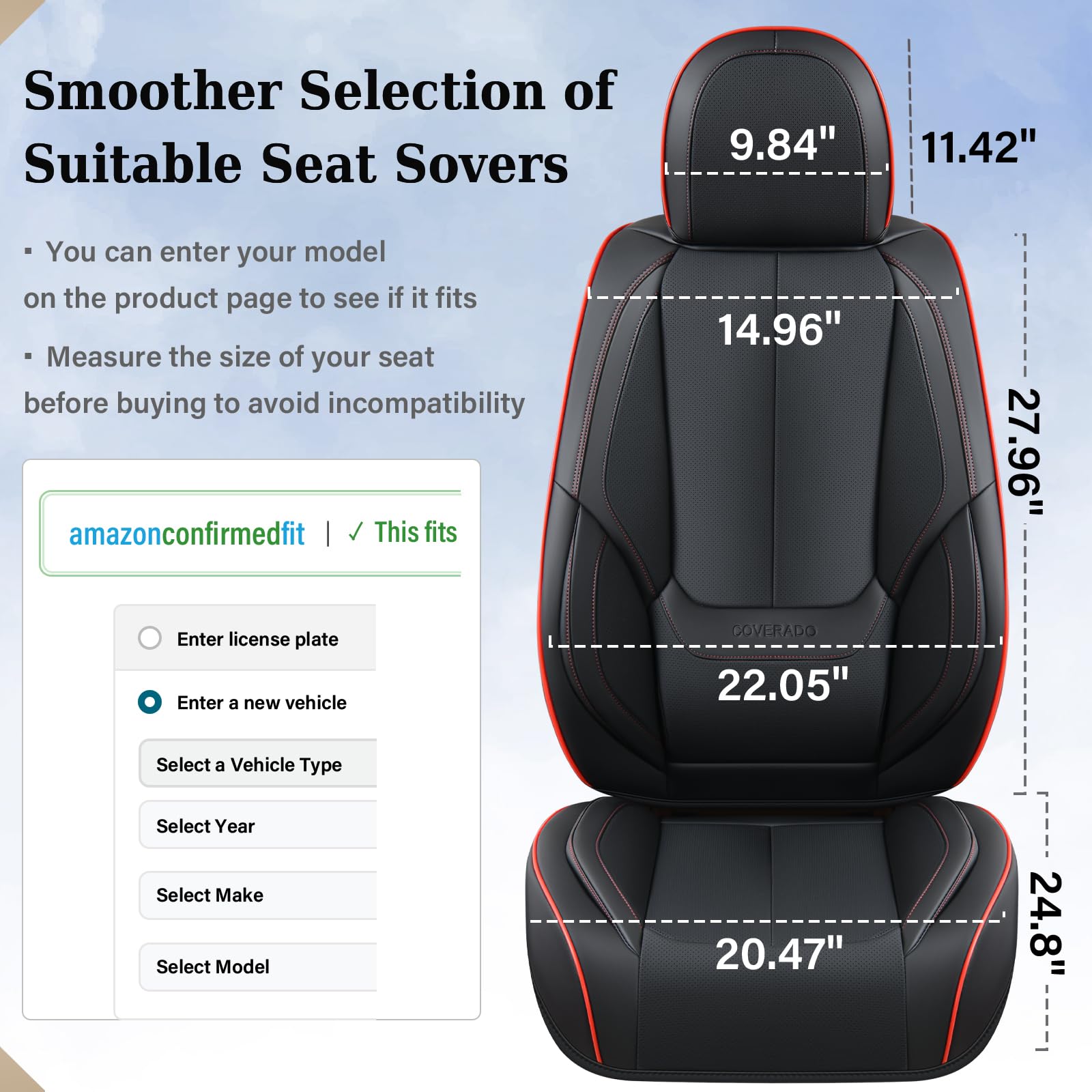 Coverado Car Seat Covers, Seat Covers for Cars, Waterproof Leather Auto Seat Protectors, Leather Car Seat Cushion, Car Interiors Accessories Universal Fit for Most Cars