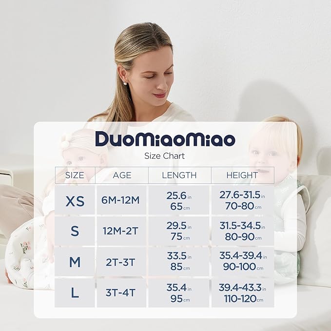 Duomiaomiao 2.5 TOG Toddler Sleep Sack 6-12 Months 100% Cotton Winter Side Open Zipper Baby Sleep Sack with Feet, Warm Toddler Wearable Blanket