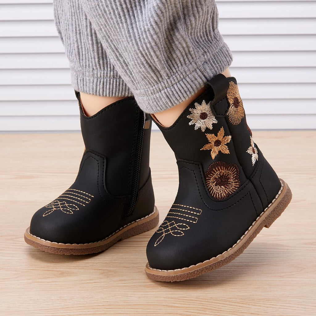 BMCiTYBM Baby Cowboy Boots Infant Cowgirl Western Shoes Black 12-18 Months