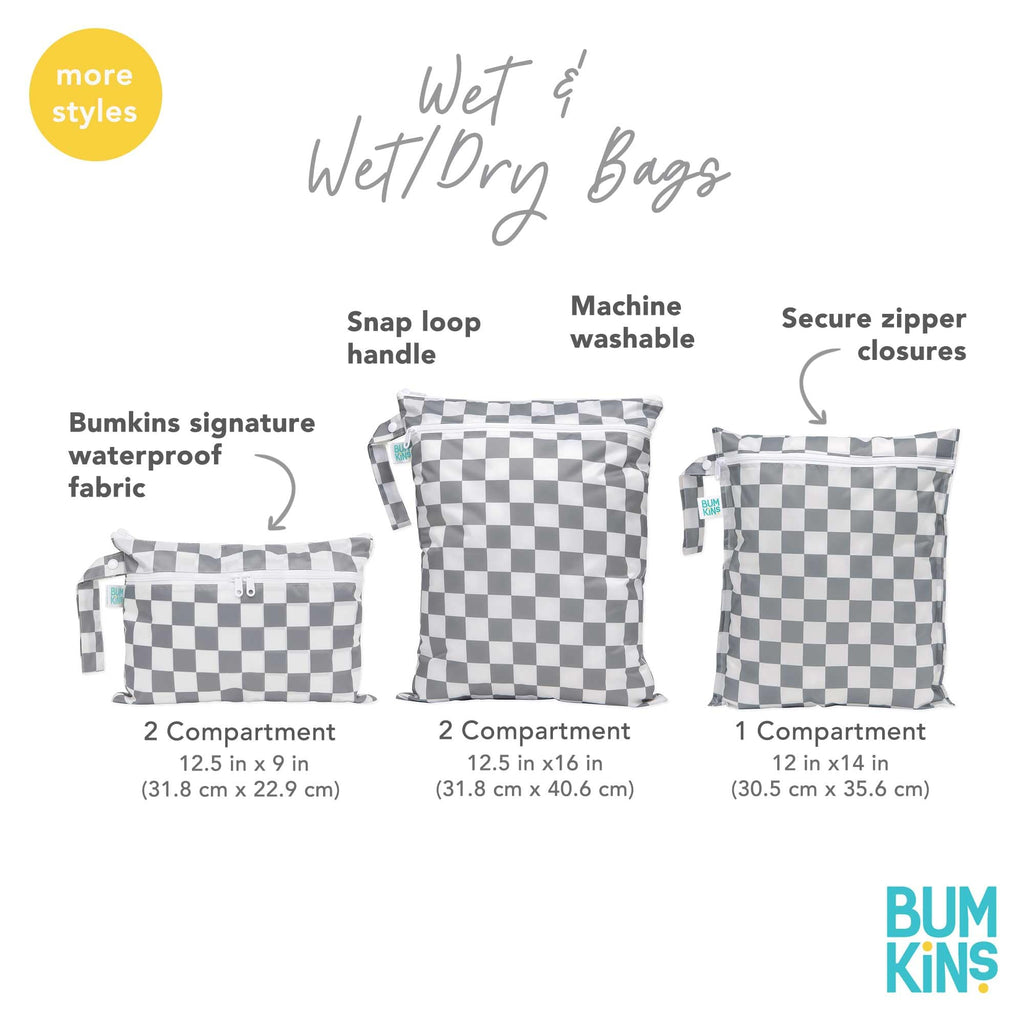 Bumkins - Waterproof Wet Bag, Wet/Dry Clutch & Clear Travel Bags - For Beach, Baby, Travel, Cloth Diapers, Pump Parts, Pool, Gym, Toiletries - Reusable & Easy to Clean - Cowgirl Boots - 5 Pack