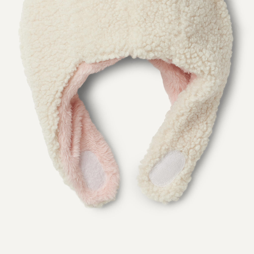 Amazon Essentials x Sofia Grainge Unisex Babies' Plush Faux Fur Hat and Mittens Set, Ivory, 3-6 Months