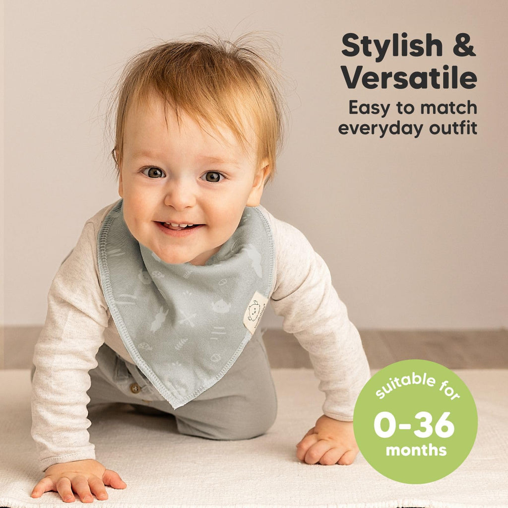 KeaBabies 8pk Organic Baby Bandana Bibs for Drooling and Teething (Nordic)