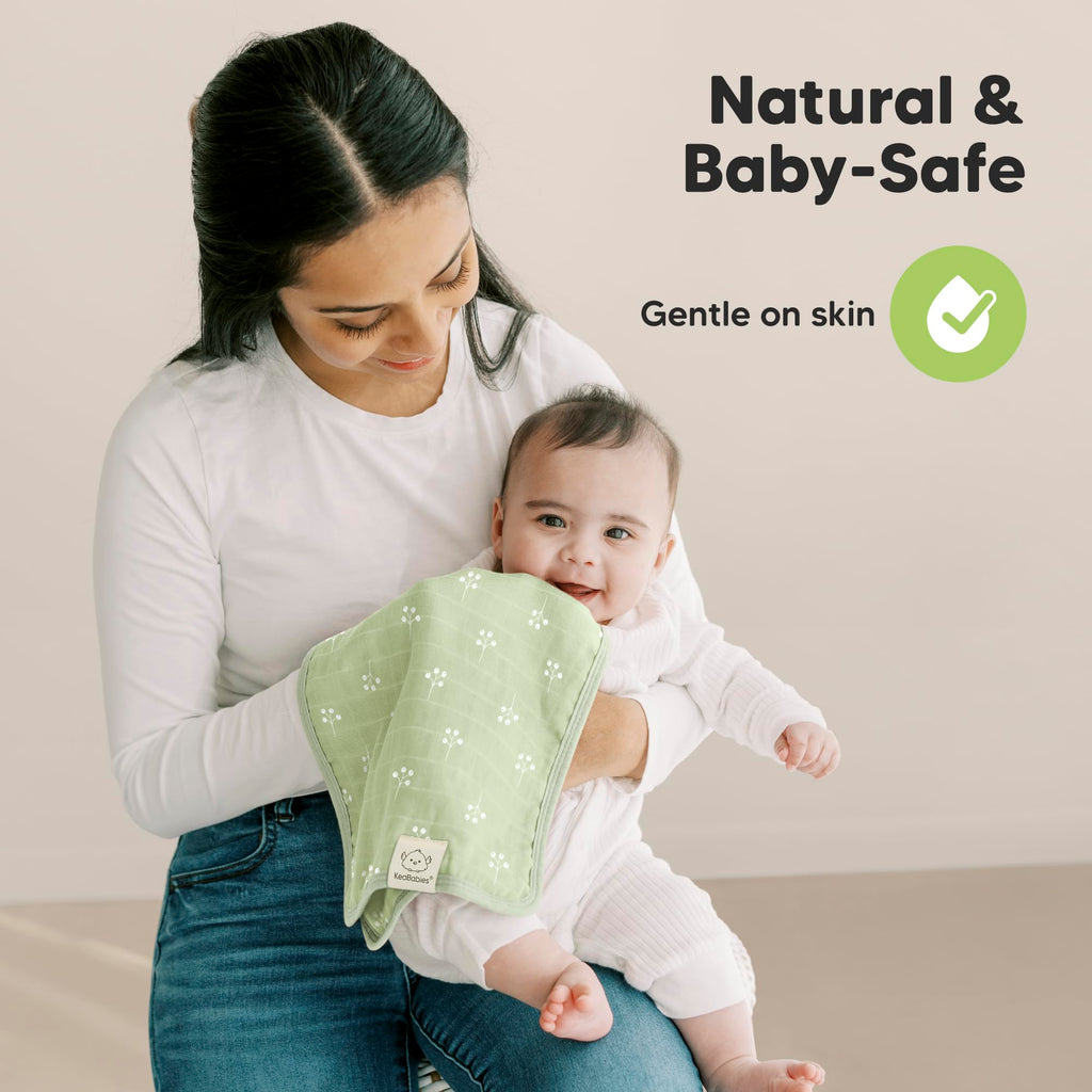 KeaBabies Cotton Muslin Burp Cloths Baby Boy, Girl, 5-Pack 20x10 (Wild Bloom)