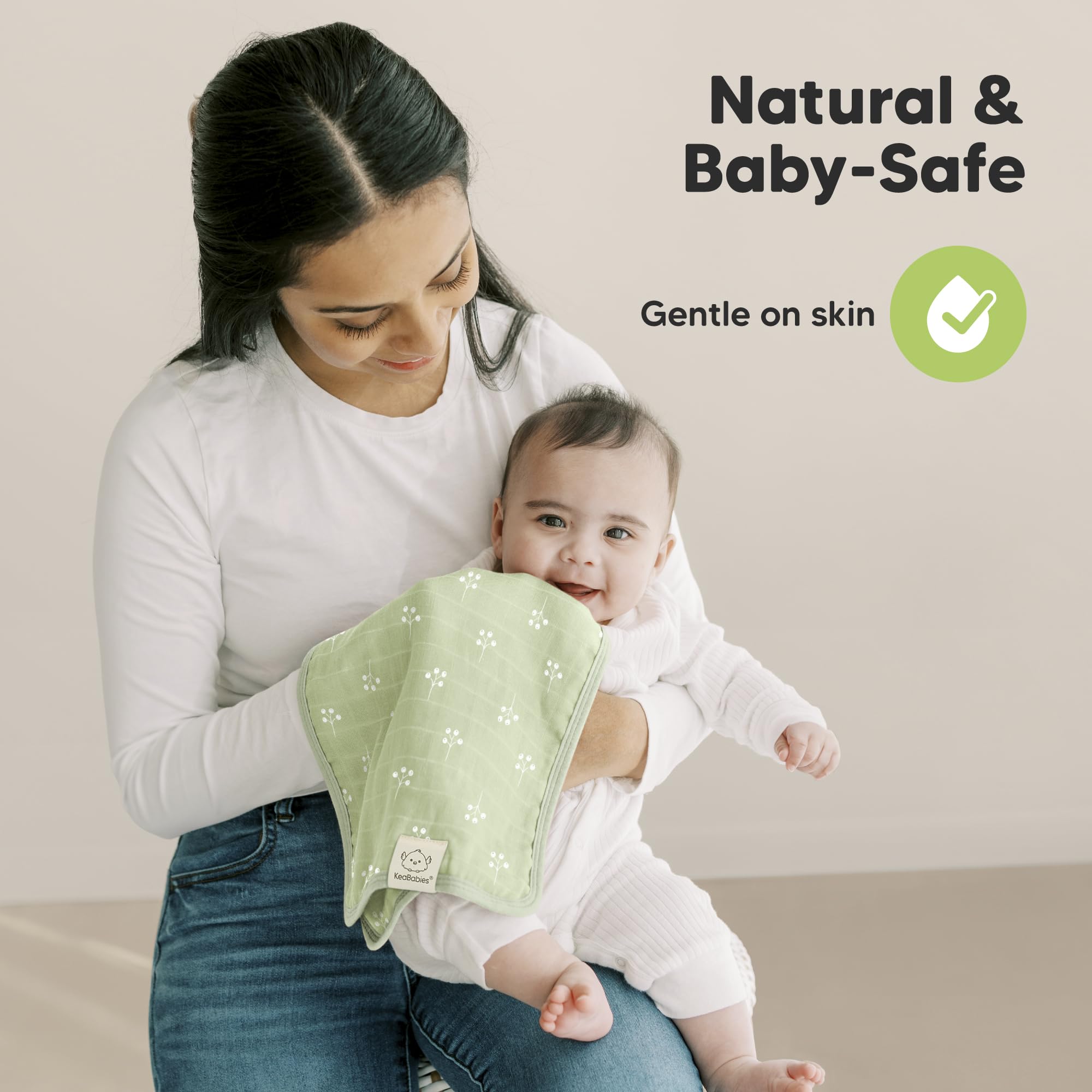 KeaBabies Cotton Muslin Burp Cloths Baby Boy, Girl, 5-Pack 20x10 (Wild Bloom)