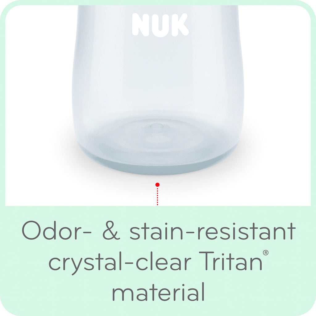 NUK Large Learner Tritan Cup,10 oz,8+ Months – BPA Free,Spill Proof Sippy Cup,(Pack of 12)