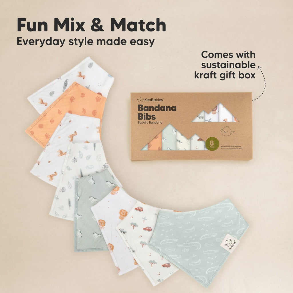 8pk Organic Baby Bandana Bibs for Drooling and Teething (Wilderness)