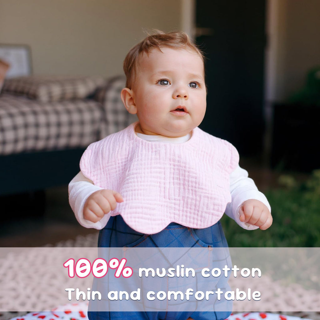 DOSMINE Muslin Baby Bibs 4-Layer Absorbent Drool Bibs 8 Pack