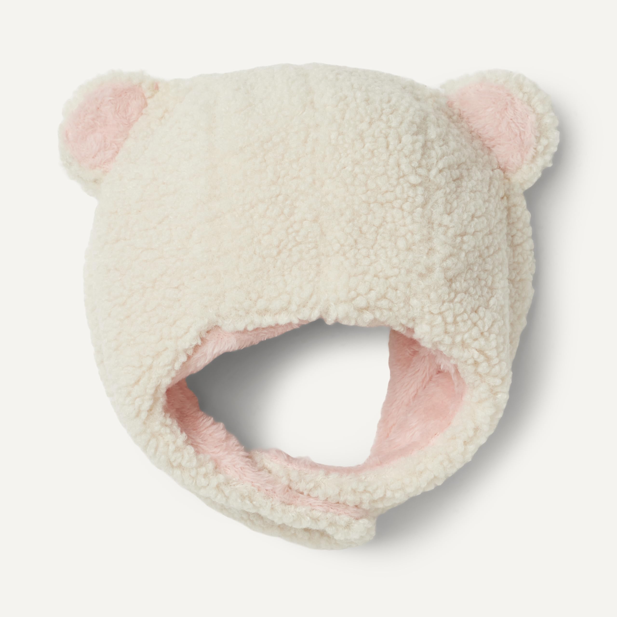 Amazon Essentials x Sofia Grainge Unisex Babies' Plush Faux Fur Hat and Mittens Set, Ivory, 3-6 Months