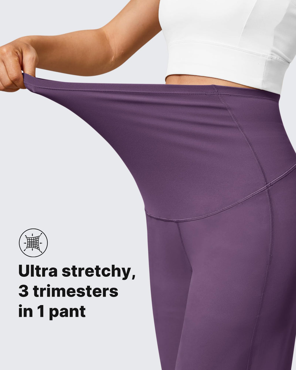 G4Free Maternity Clothes Work Prenancy Pant Wide Leg,Grape Purple,S,Tall