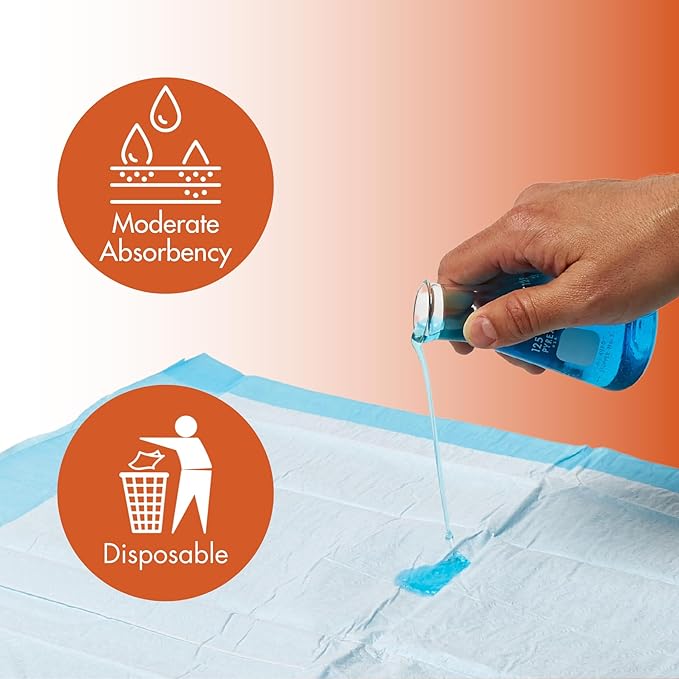 Caring Disposable Underpads 23 x 36 in, Moderate Absorbency Bed Pads, Chucks Pads, Puppy Pads, Baby Changing Pads, Incontinence Underpads for Adults, Pets, Babies, 25 Count Pack