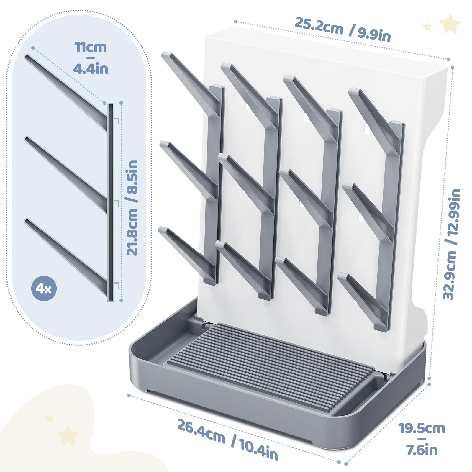 Dayacoco Baby Bottle Drying Rack, Space Saving Vertical Bottle Dryer Holder