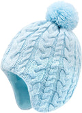 Duoyeree Kids Beanie Hat for Boys Girls Pom-pom Kint Hats Cozy Lining Winter Skull Cap