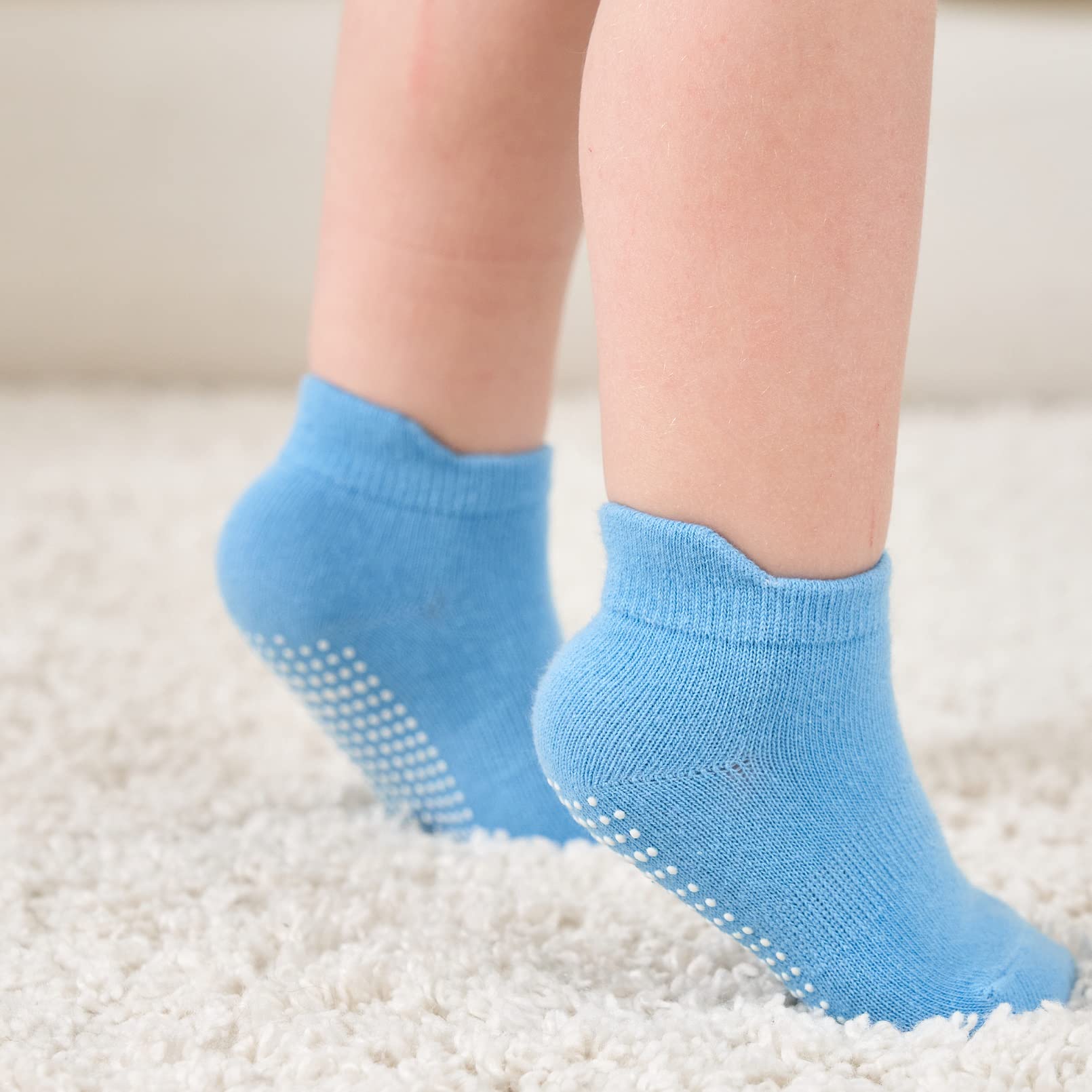 ZAPLES Baby Boys Non Slip Grip Ankle Socks with Anti Skid Soles for Infants Toddlers, Color-Blocked/Solid, 12-36 Months