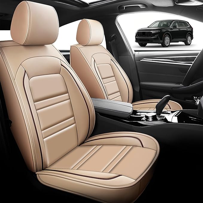 Seat Cover for Honda cr-v 2003-2025 | Car Seat Covers Front Seats, Waterproof Seat Protectors, Automotive Front Seat Covers (Front Seat, Beige)