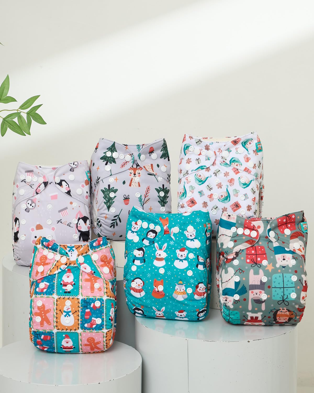 ALVA Baby Cloth Diaper Covers Adjustable Reusable Washable 6 pcs&12 Inserts