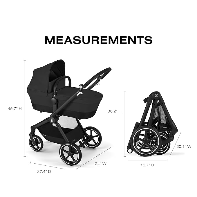 Cybex EOS 2-in-1 Stroller - Bassinet Stroller Converts to Toddler Stroller with One-Hand Recline - Bassinet and Toddler Seat Included, Reversible & Travel System Ready, Moon Black
