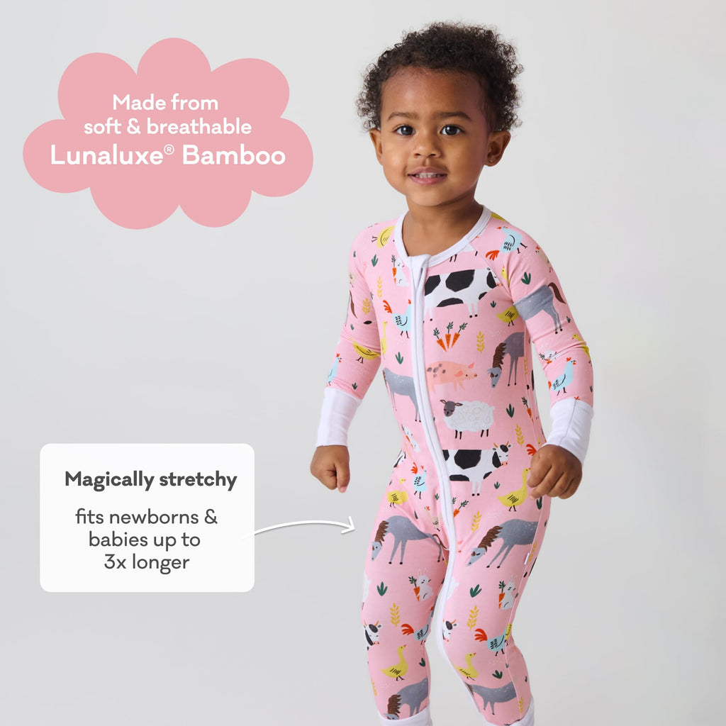 Little Sleepies Baby Pajamas, Pink Farm Animals, 18-24M