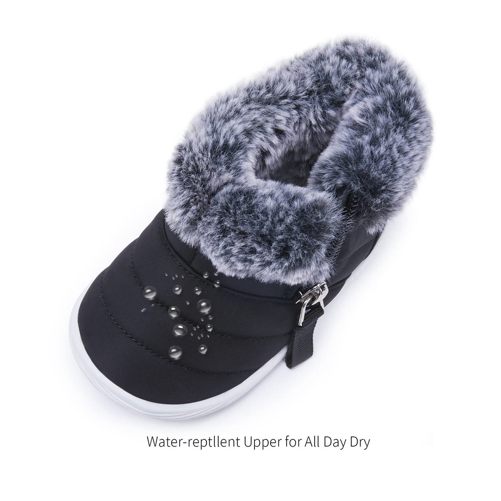 BMCiTYBM Baby Boy Girl Snow Boots Waterproof Infant Winter Warm Booties Nonslip Lightweight Outdoor Shoes for First Walkers 6 9 12 18 24 Months Black Size 6-12 Months