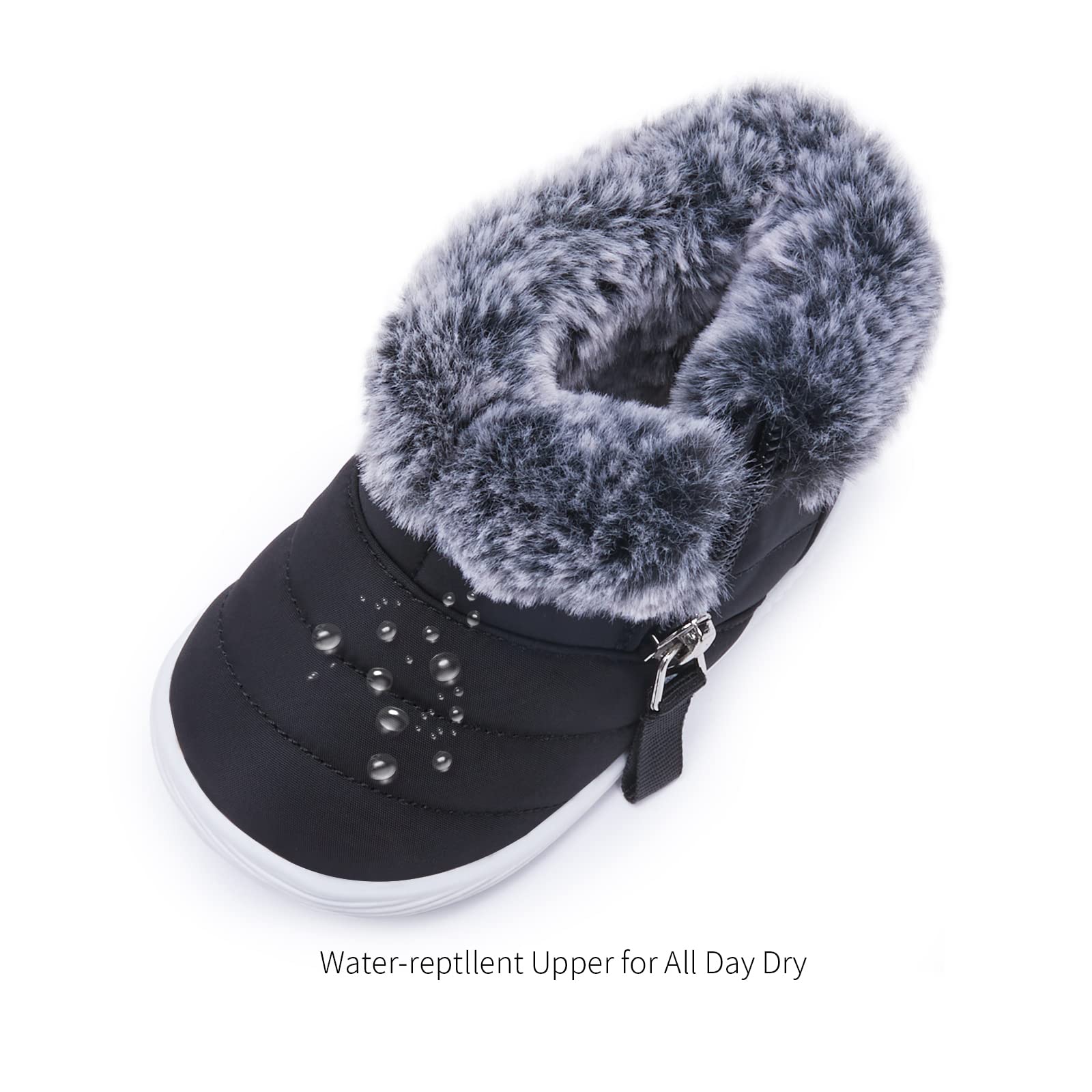 BMCiTYBM Baby Boy Girl Snow Boots Waterproof Infant Winter Warm Booties Nonslip Lightweight Outdoor Shoes for First Walkers 6 9 12 18 24 Months Black Size 6-12 Months