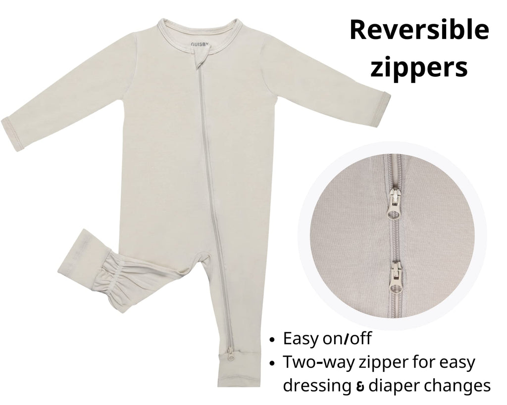 GUISBY Baby Rayon Zip Footless Rompers with Mittens, 3-Pack, 6-12M