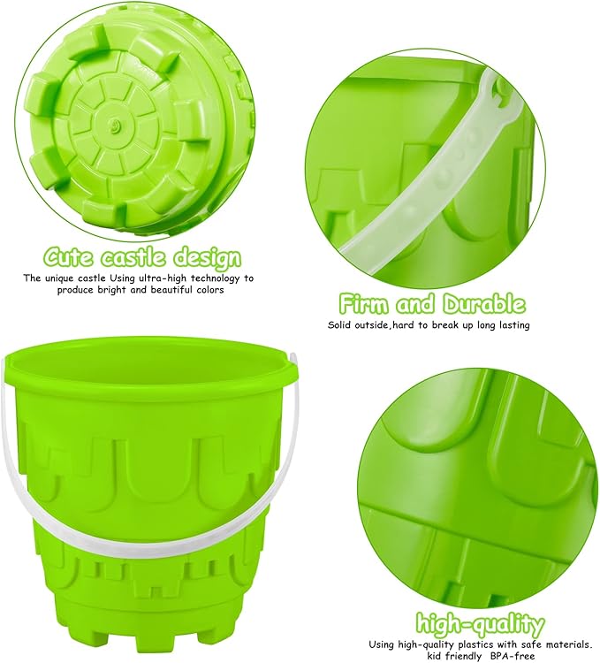 Chivao 6 Pack 7 Inch Beach Sand Buckets and Shovels Sets Castle Model Sand Buckets and Shovels Set Beach Pails Toys Use for Mould at The Sandbox Summer Pool Party Favors