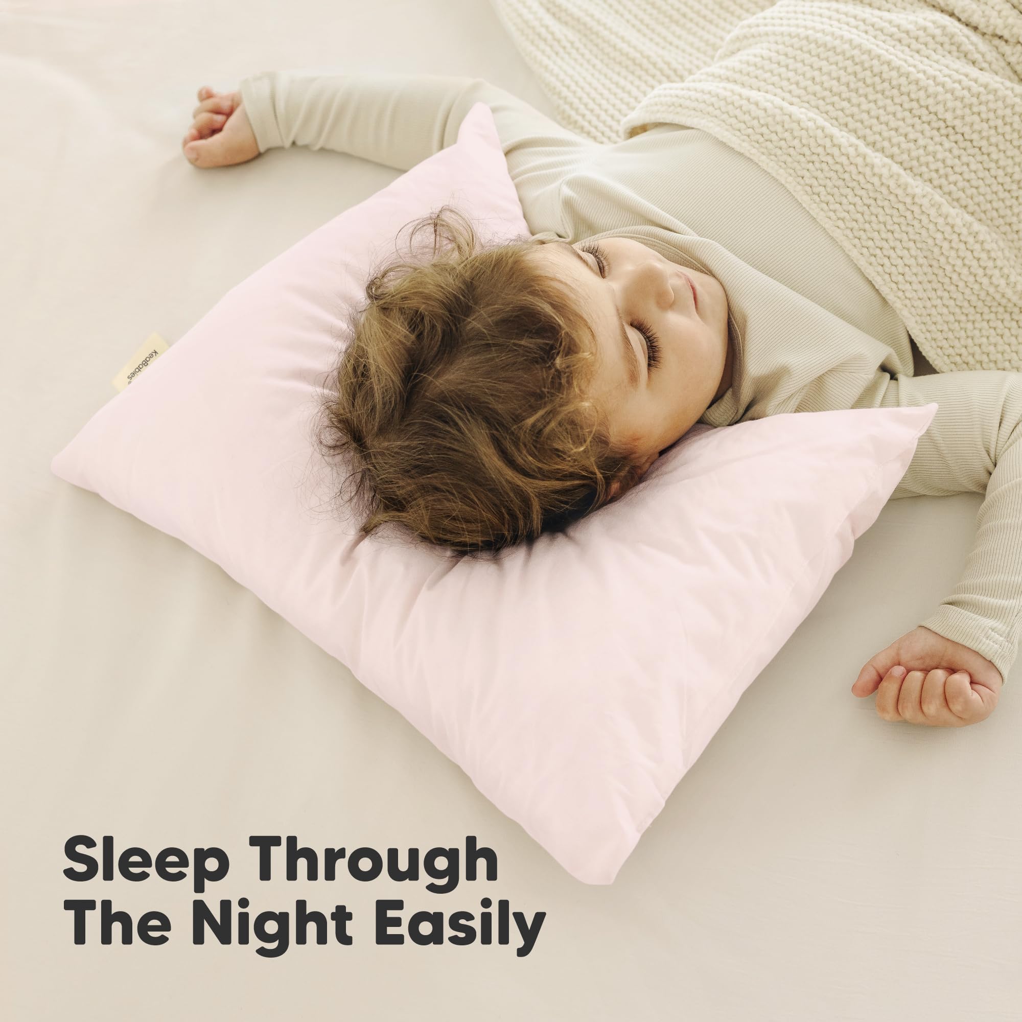 KeaBabies 2pk Toddler Pillows 2 Year Old to 5,13x18 Kids Pillow (Mist Pink)