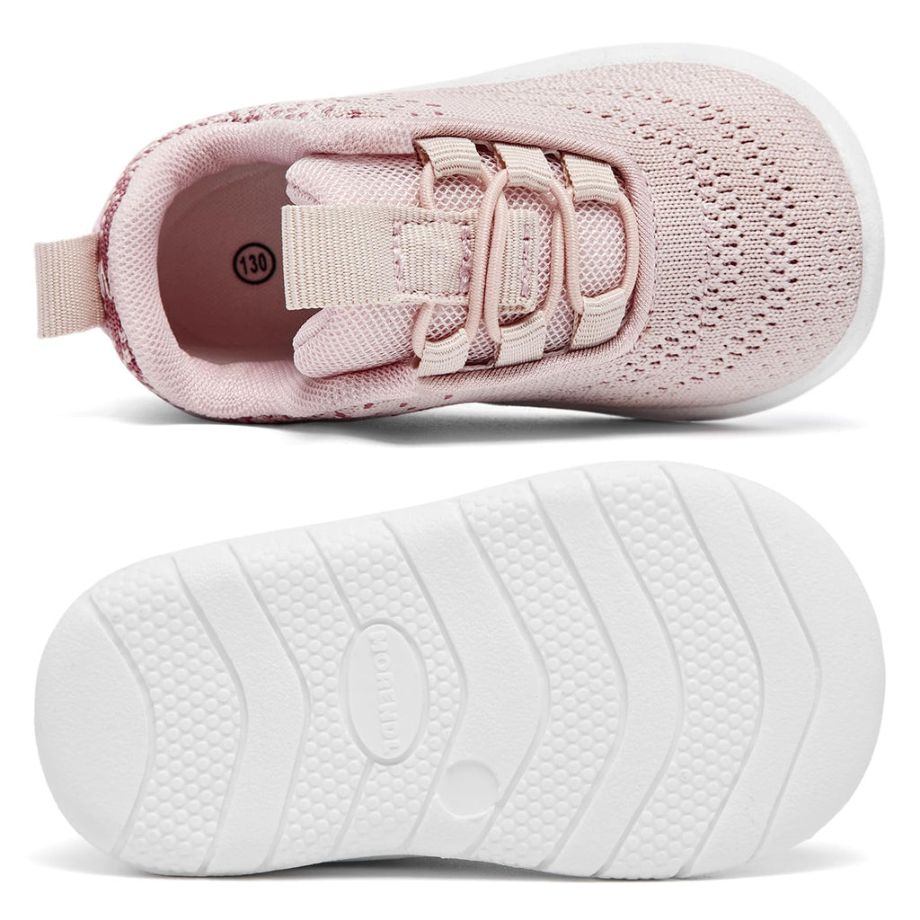 MORENDL Toddler Sneakers Baby Slip On Walking Shoes Non-Slip Breathable Boys & Girls Running Shoes Infant Tennis Shoes Pink Coral 8 Toddler