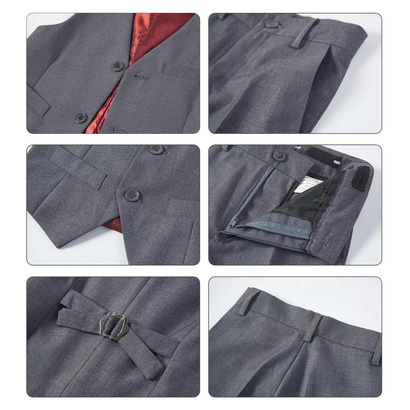 Lycody Boys Suit Vest Set Formal Dress Suits Wedding Outfit, Gray, 2T