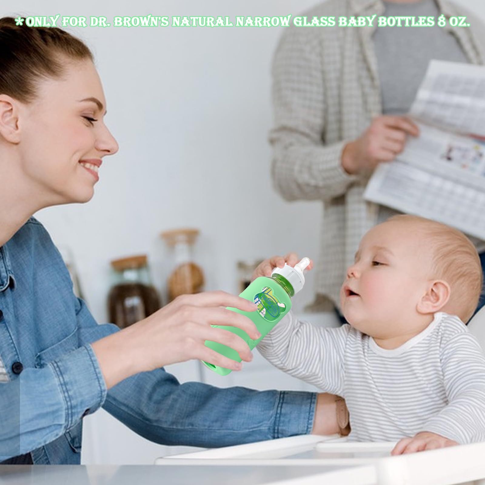 4 Pack Silicone Sleeves for Dr Brown's Glass Baby Bottles 8 oz