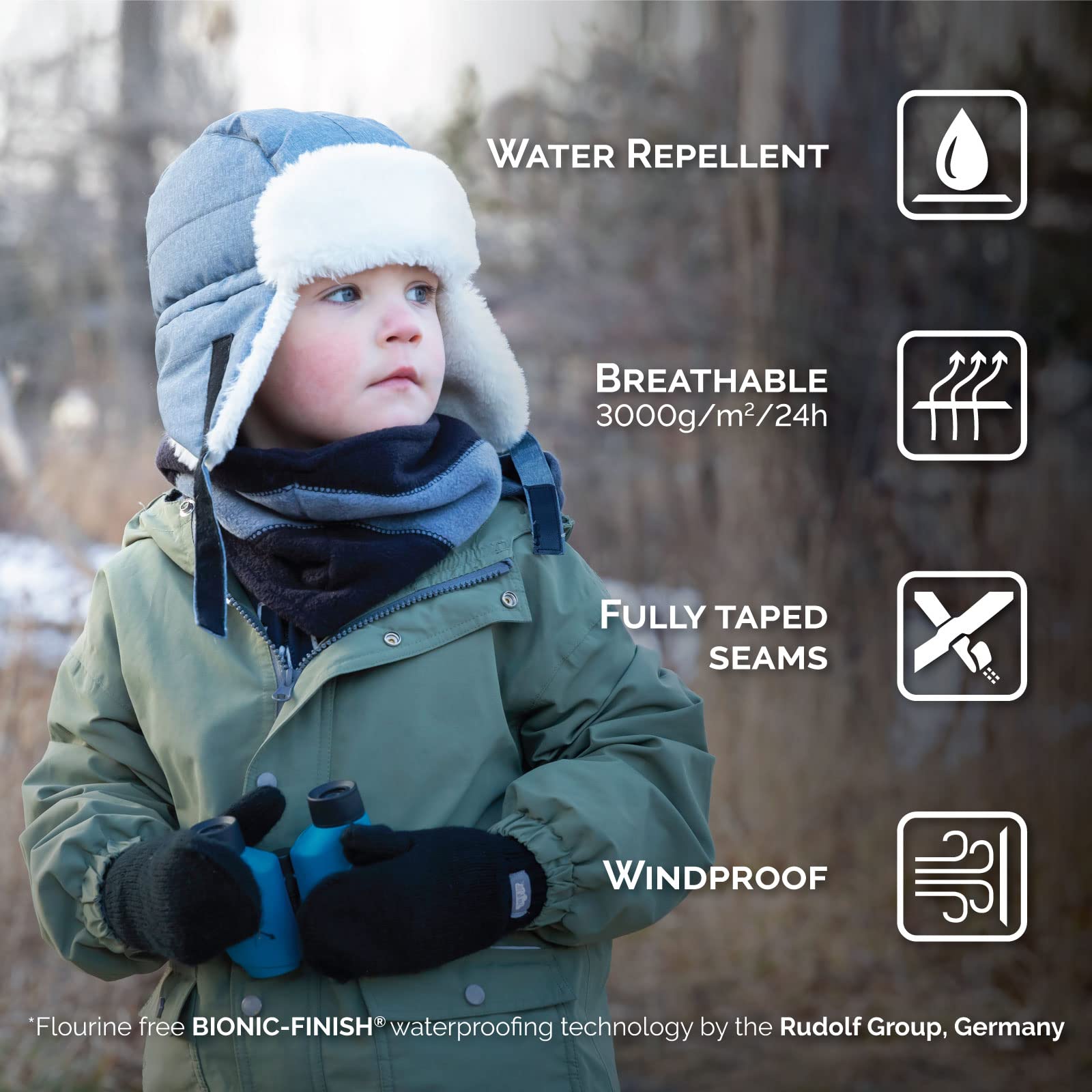 JAN & JUL Toasty-Dry Trapper Hat for Baby and Kids (Navy Forest, L)